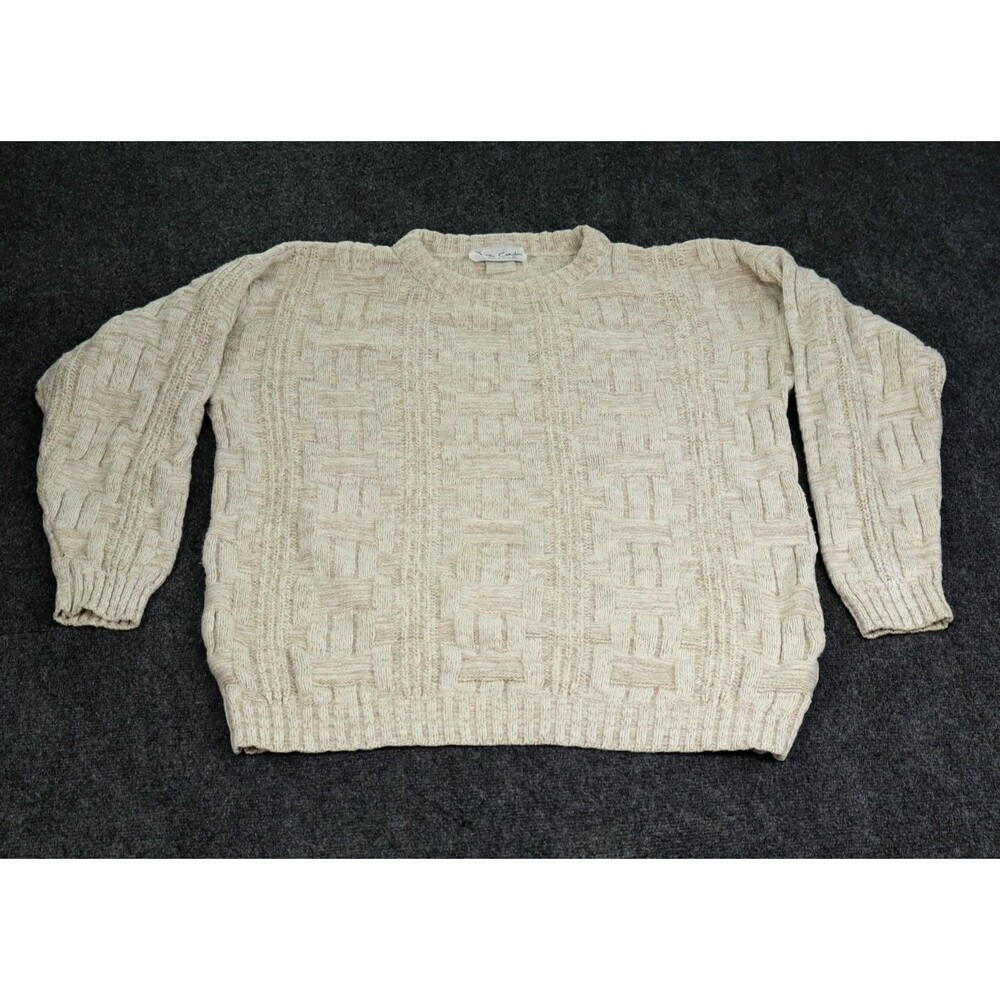 Vintage Pierre Cardin Basketweave Cable Knit Sweater - Made in USA - Small